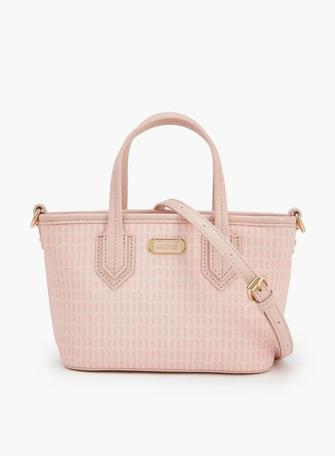 ميسي Monogram Print Tote Bag With Detachable Strap